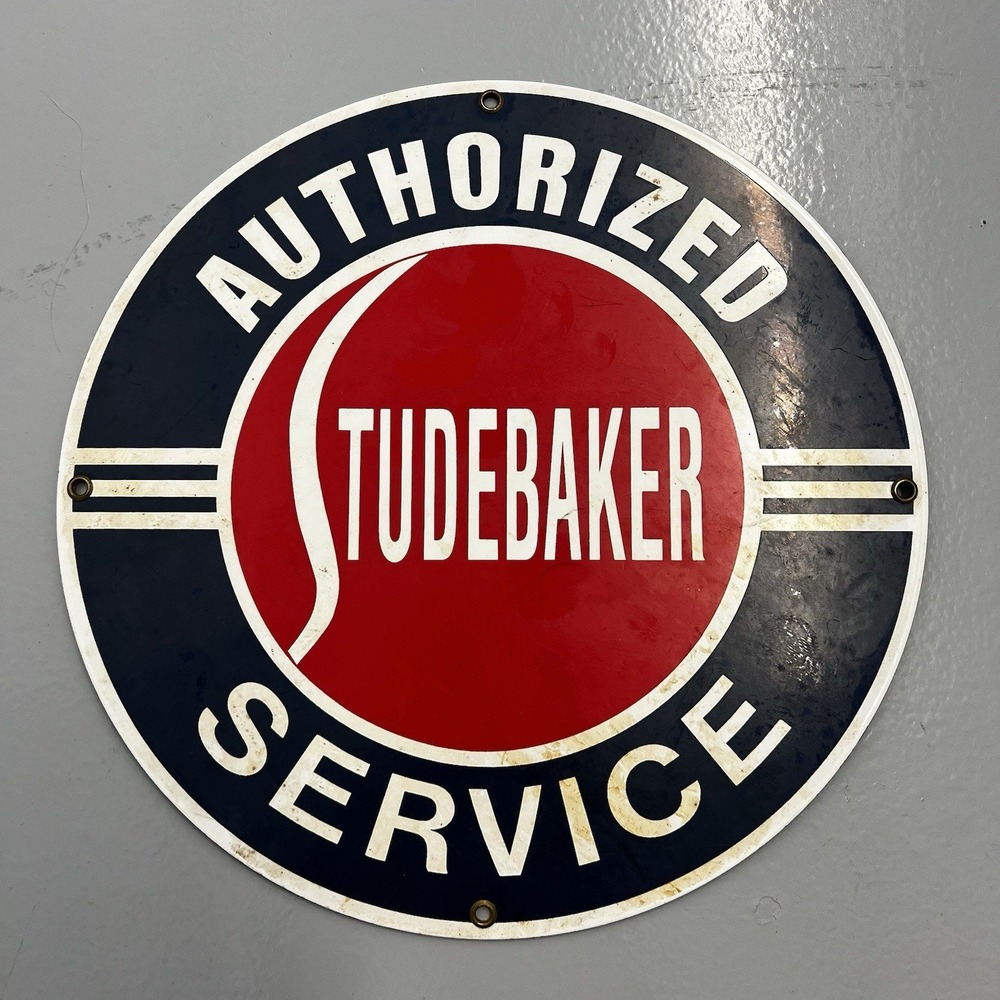 Ande Rooney Authorized Studebaker Service Porcelain Enameled Sign Vintage Style